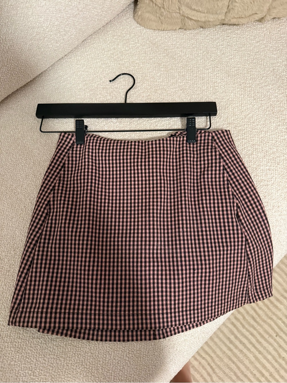Motel Rocks Pink and Black Gingham Mini Skirt
